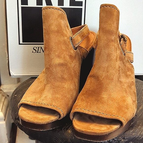 FRYE Mules SUEDE Peep toe SLINGBACK Sz 9.5 - Picture 6 of 8